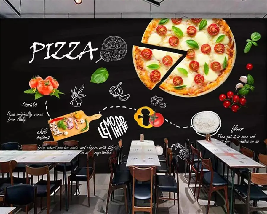 Italian Pizza Photo Print on the Wall of Fast Food and Pizzerias