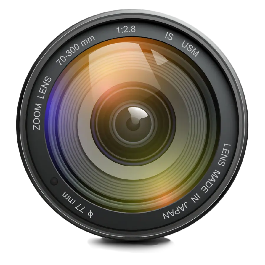Png image of a large professional camera lens