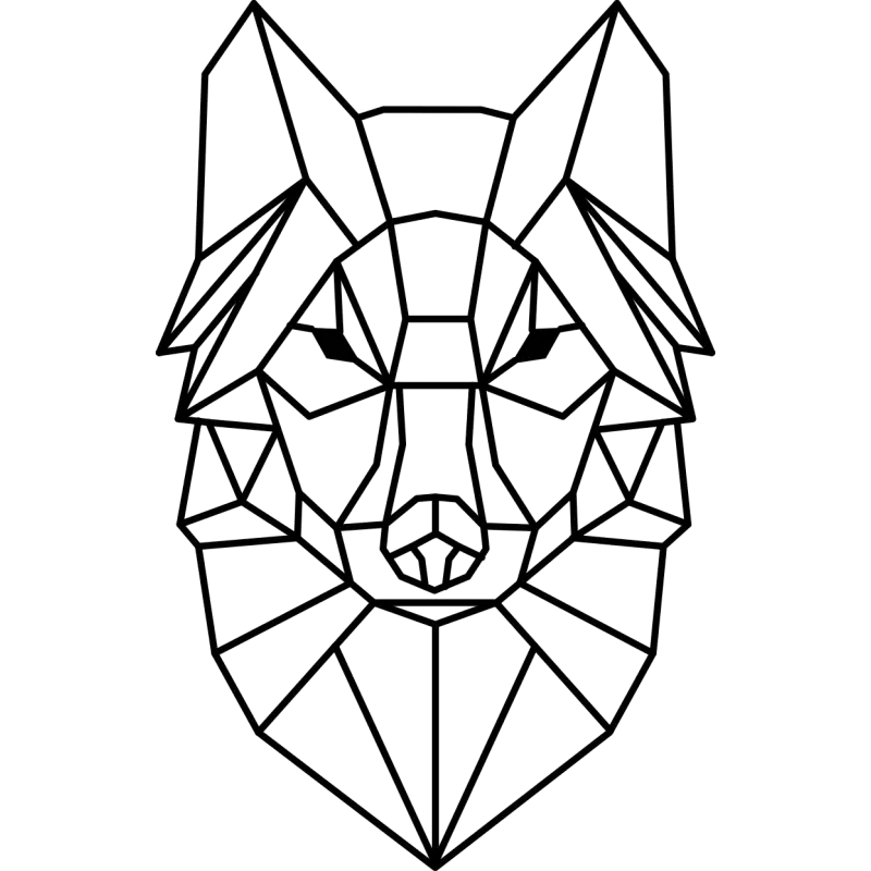 Minimal Black and White Wolf Painting Wallpaper PNG