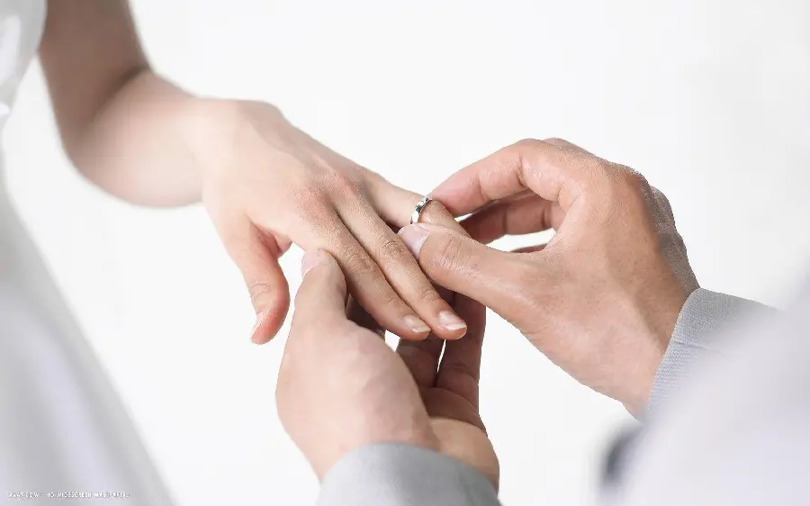 Photo taken of a sample of a wedding ring pose at a wedding ceremony from the bride and groom