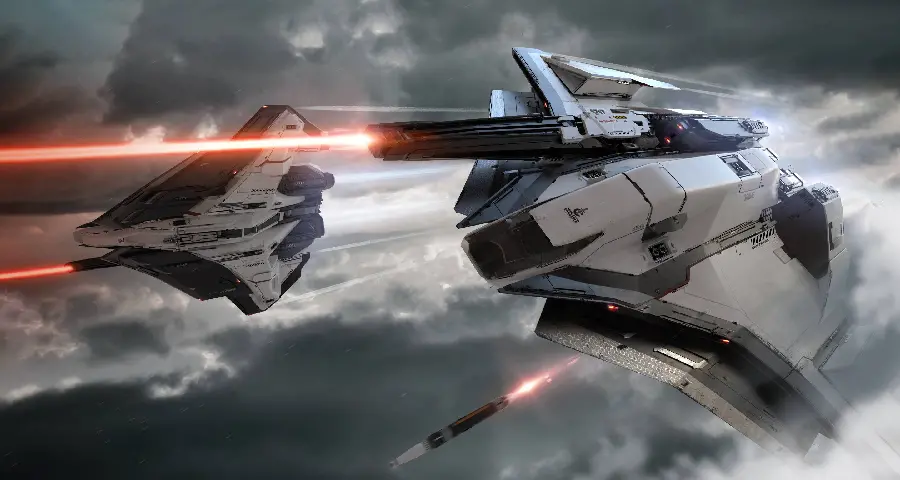 Fantasy Wallpaper of Space and Warships in Space Firing Lasers