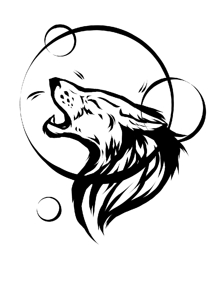 Very beautiful background of a simple wolf painting, colorless circles png