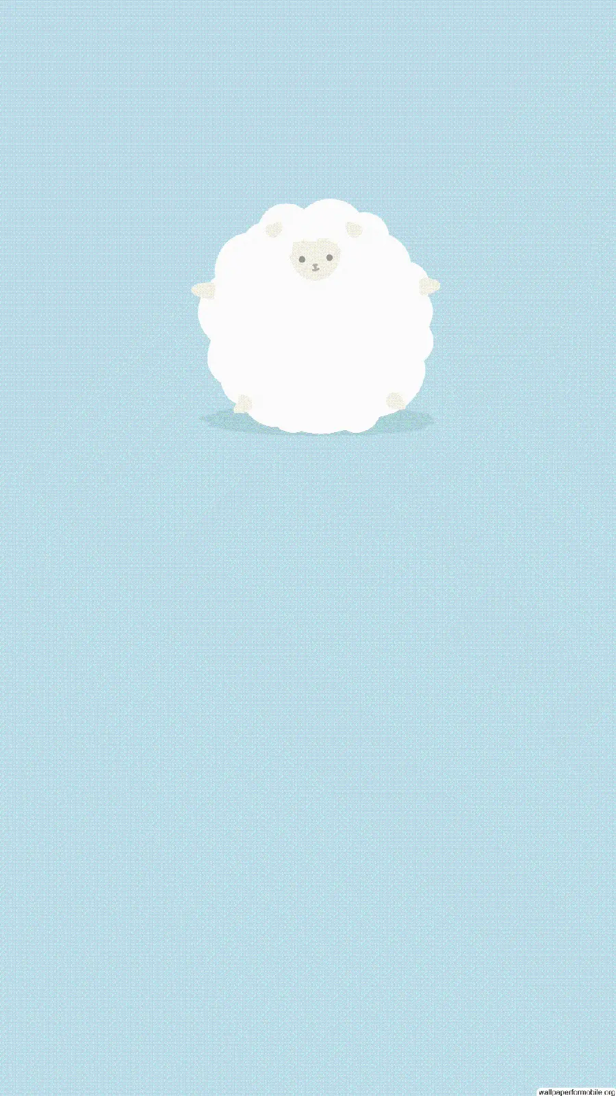 Simple blue wallpaper for the phone with a white sheep drawing image