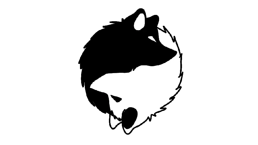 Beautiful Background of Black and White Wolf Painting PNG Designed in the Shape of Yin Yang