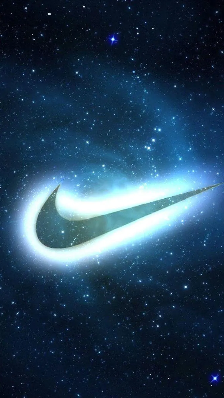 Blue Nike Logo Glowing for iPhone Wallpaper