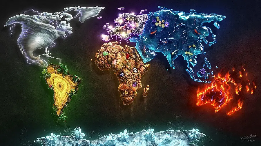 Artistic background of the atlas map using avatar elements