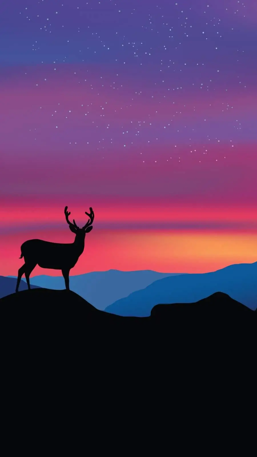 Download Beautiful High Quality Background of Orange and Purple Sky Next to Deer