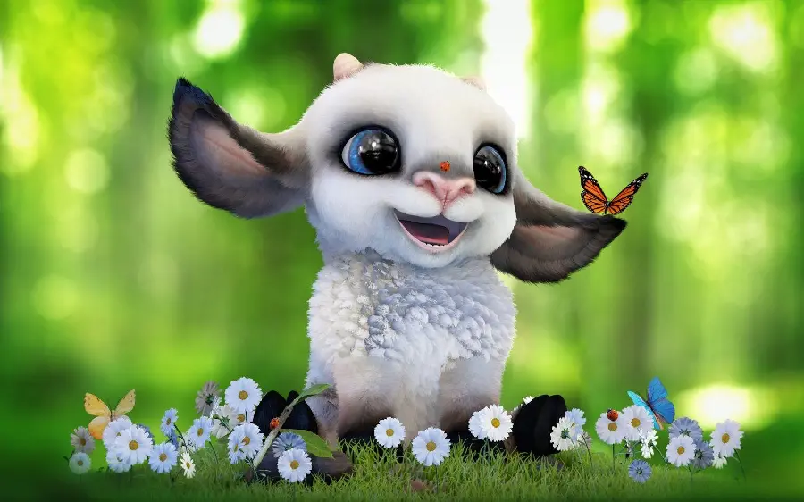 Cute and smiling sheep animation profile picture