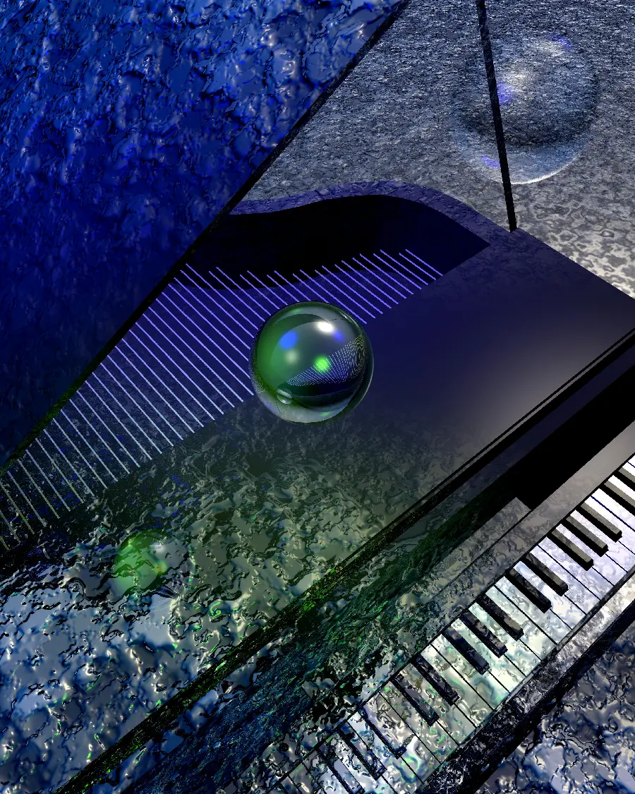 Luxury piano stock photo with metallic world design