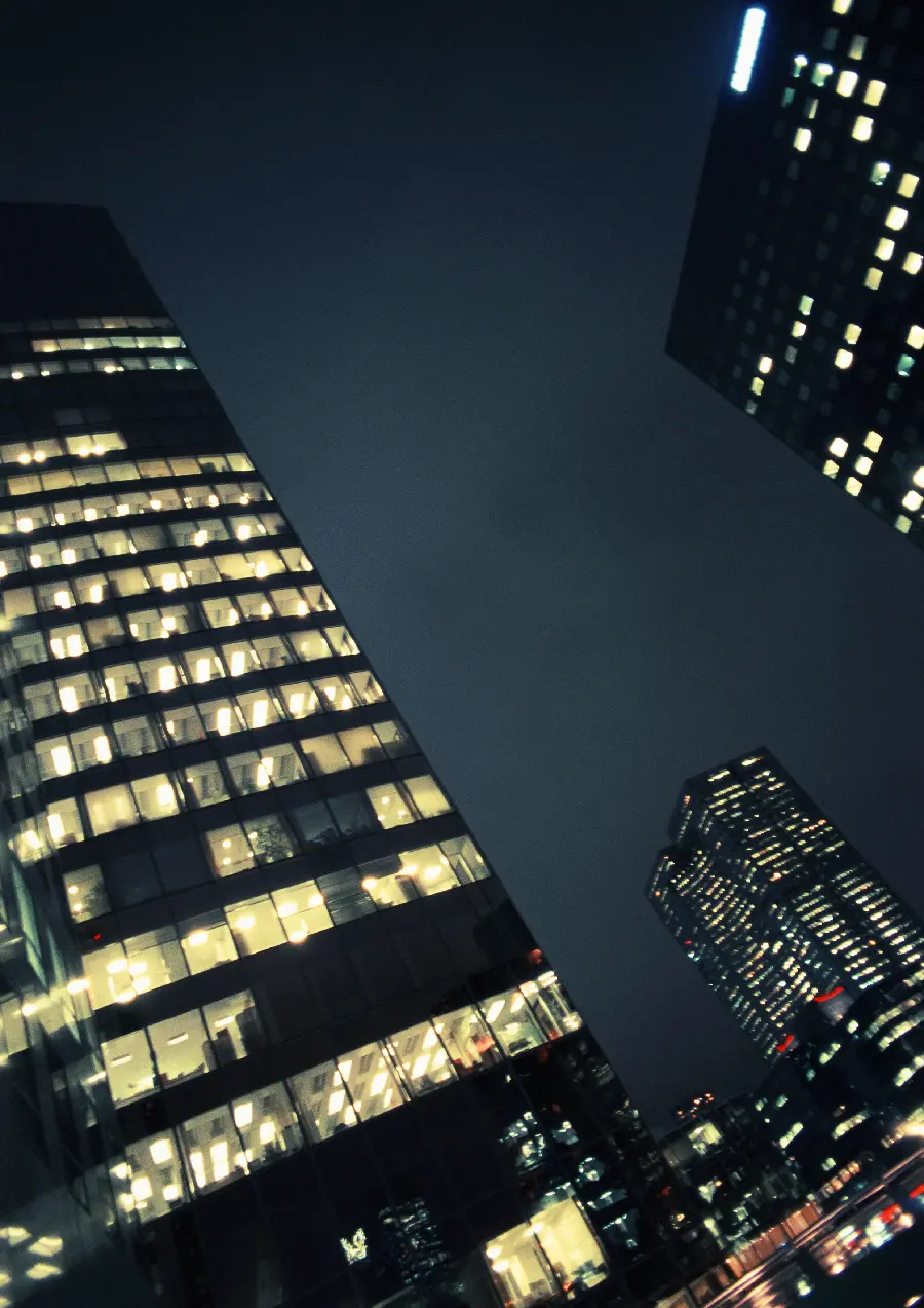 Business Tower Night Photo with Lights on