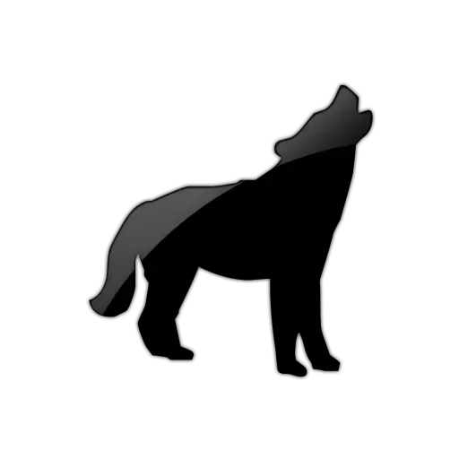 Black and White Howling Wolf Painting Wallpaper PNG