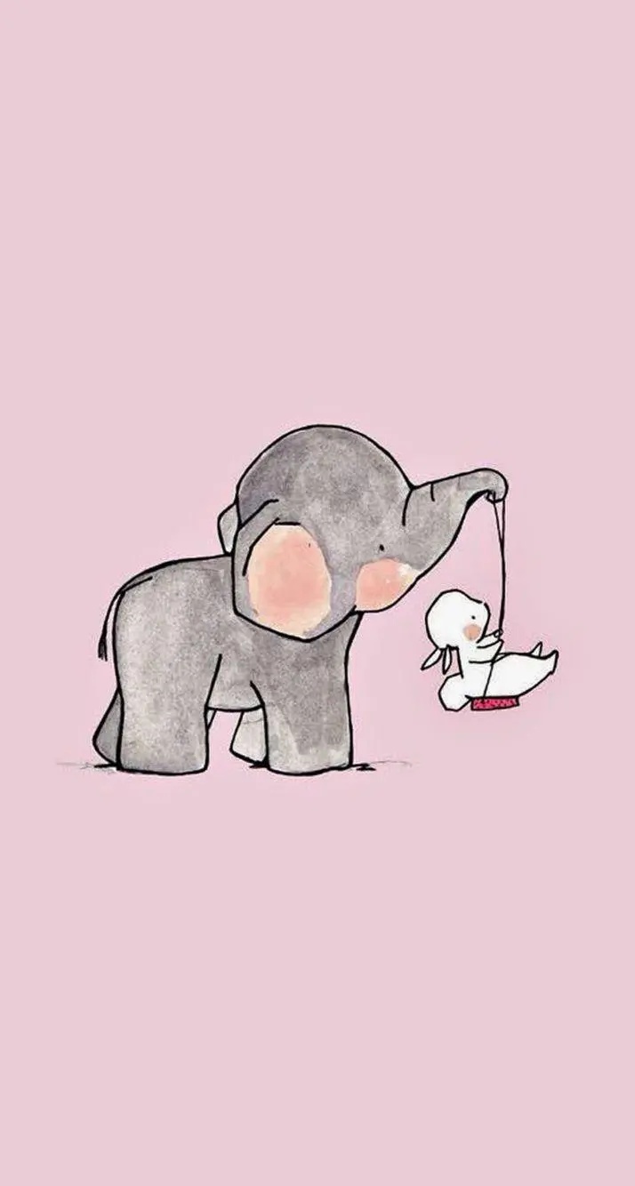 Download drawing of a pink baby elephant