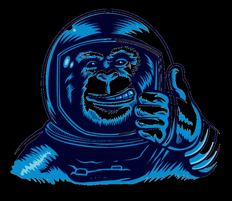 Chimpanzee astronaut graphic drawing without background