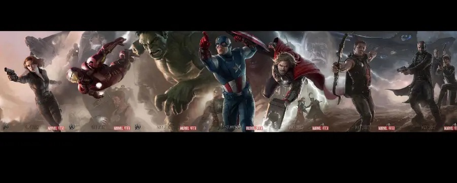 Stylish Avengers Dual Screen Wallpaper of Popular Superheroes 