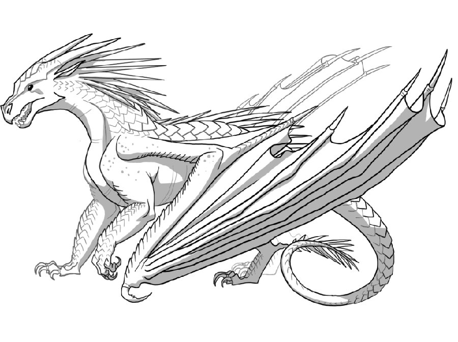Drawing No Color of a Fierce Dragon for Drawing PNG