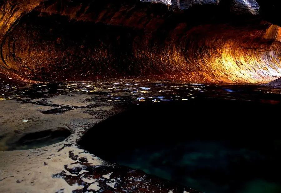 Dark and scary lake and cave