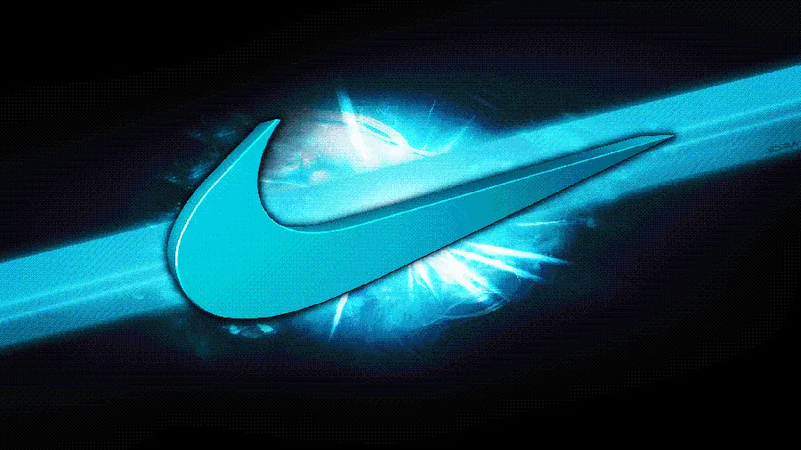 Blue Nike Logo on Black Background for Laptop and Computer Wallpaper