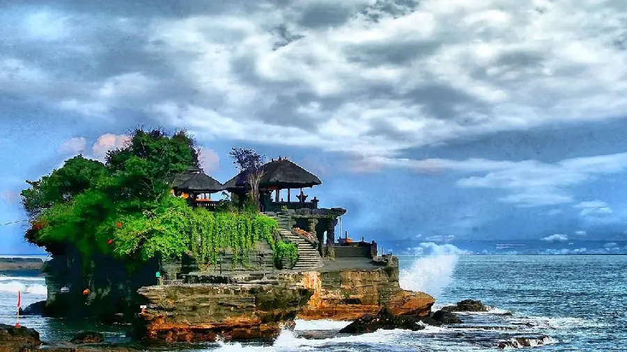 Photo of a temple by the beach Bali Indonesia