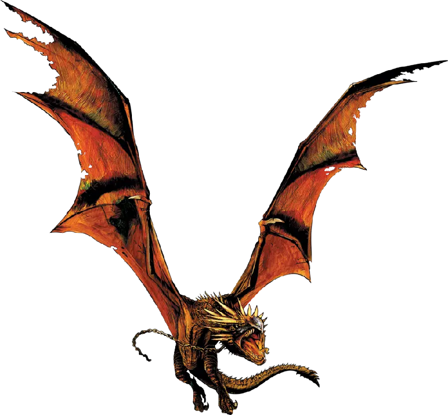 High Quality and Cropped PNG Image of Winged Dragon Drawing
