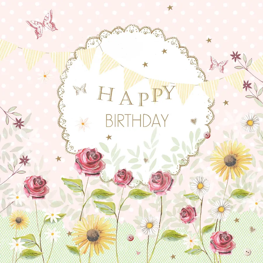 Happy Birthday Greetings with Flowers