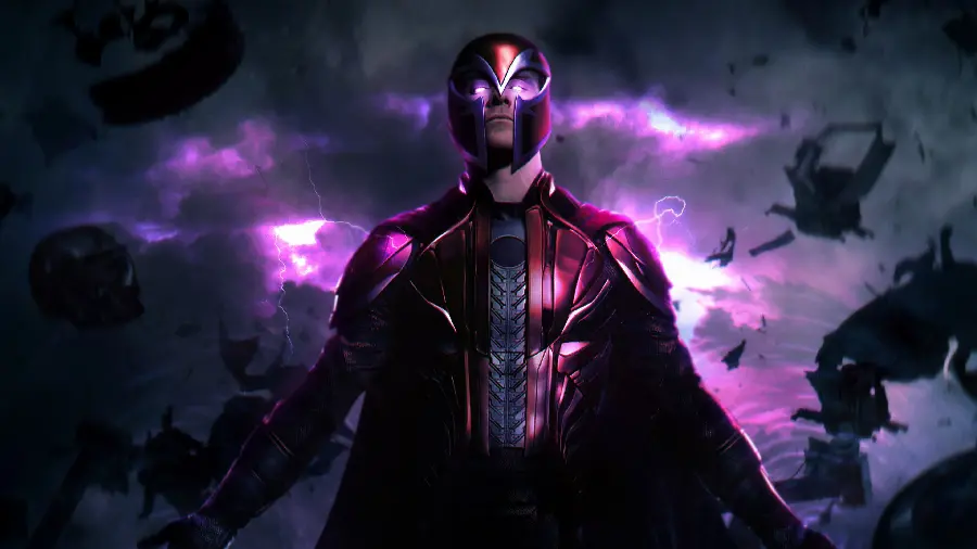 Wallpaper of the fictional character Magneto with a dark background