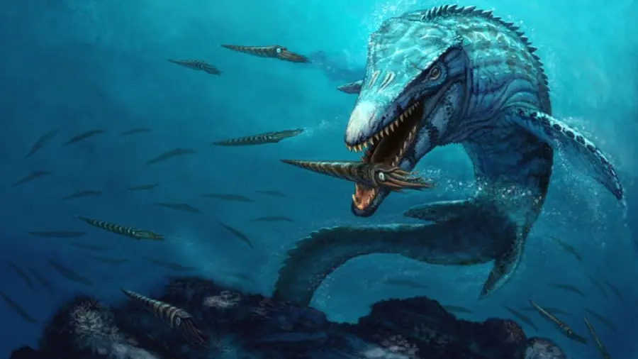 Photo of a marine dinosaur hunting