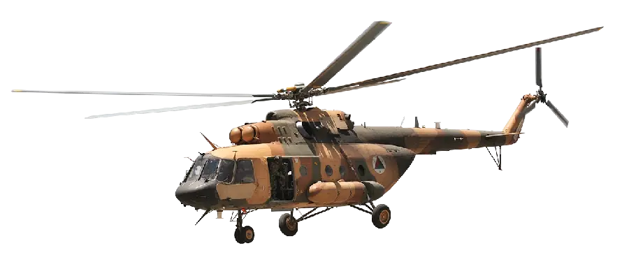 Image of a large real military helicopter without background and cut out png