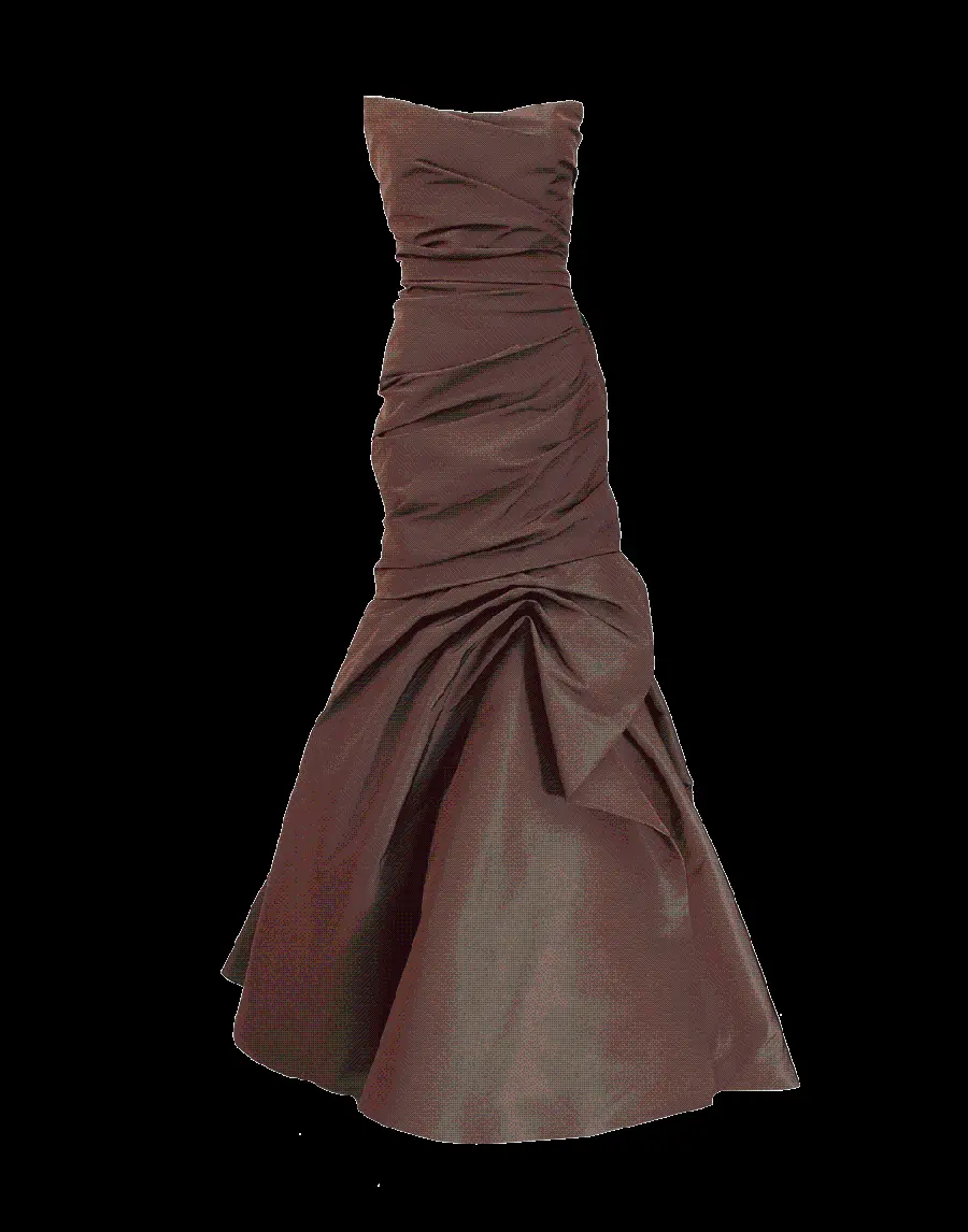 Photo without background of brown evening dress