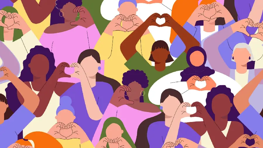 Congratulations on Women's Day with a photo of women who seek to flourish every day