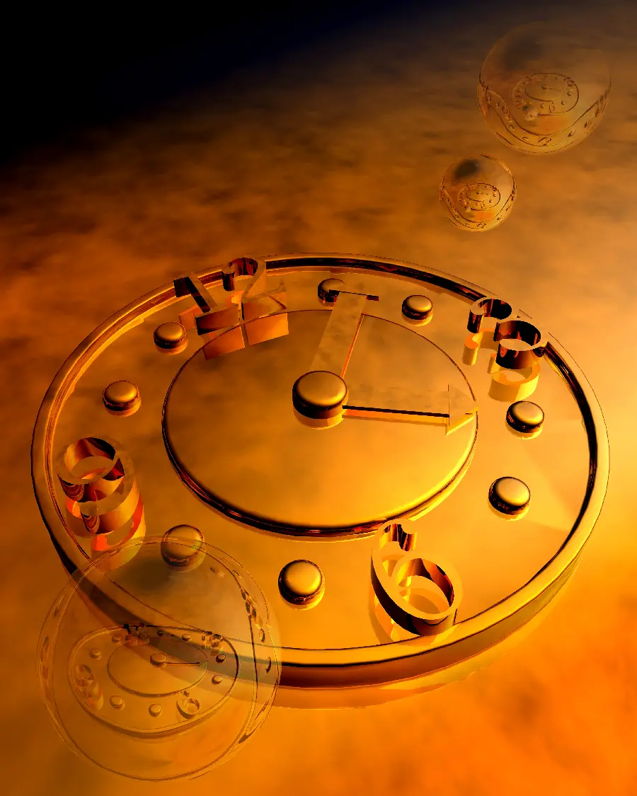 Wallpaper from the metallic world with a golden clock design