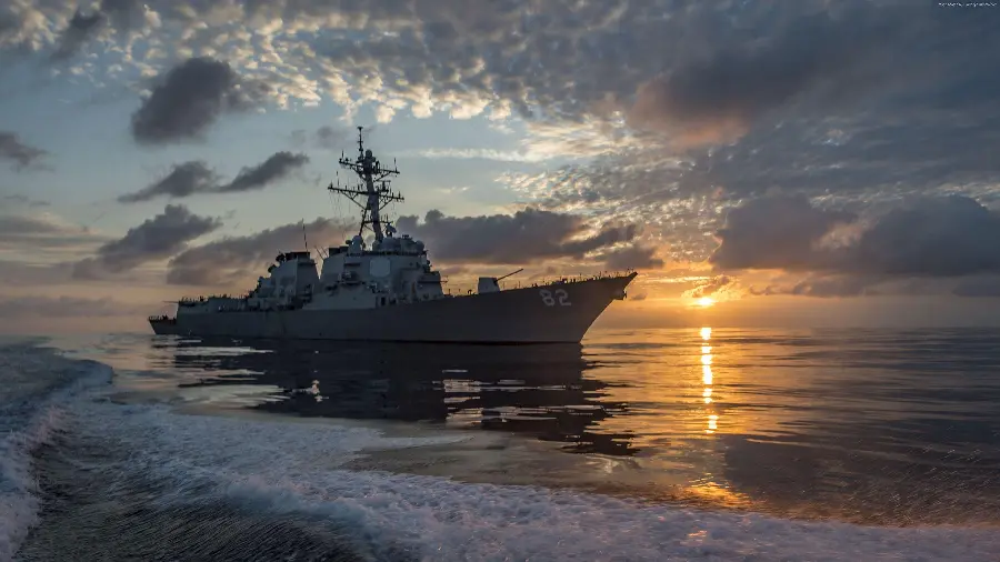 Image of military ship with war missiles