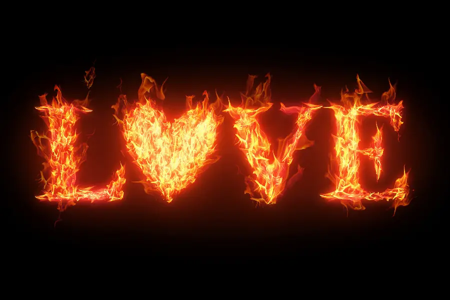 Photo of the word LOVE on fire for profile