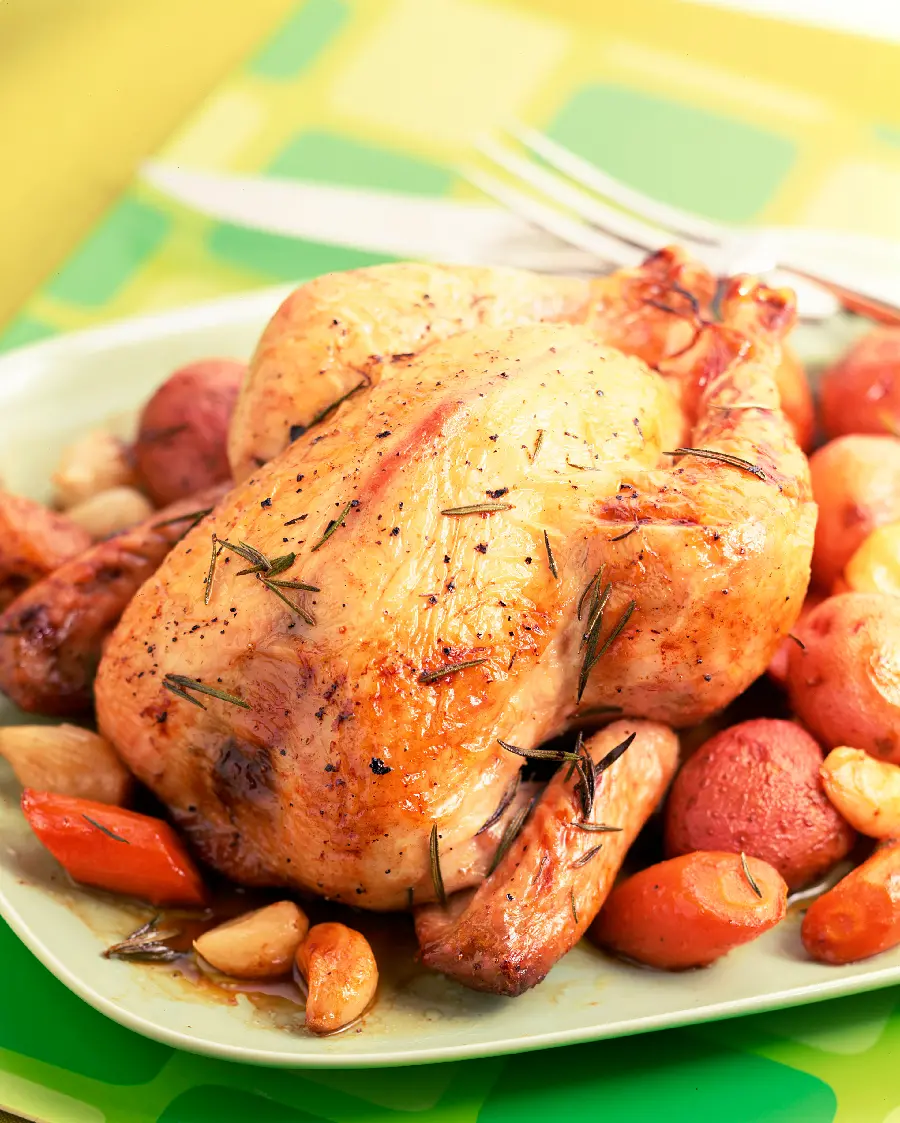 Roasted chicken image for use on food pages