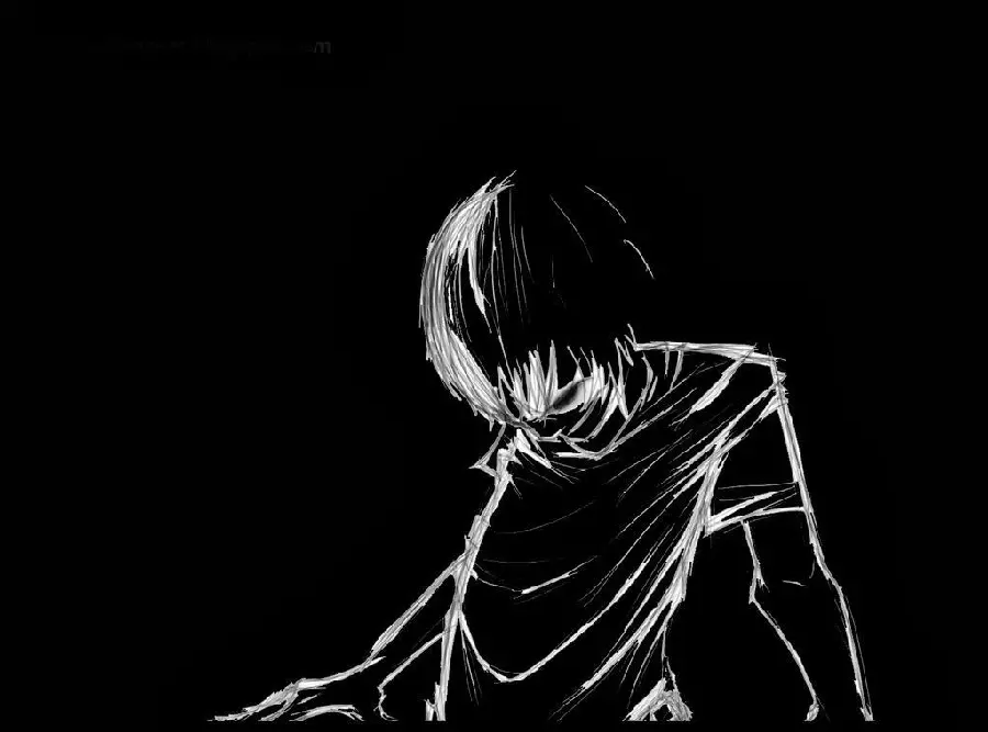 Black background with a lonely sad boy