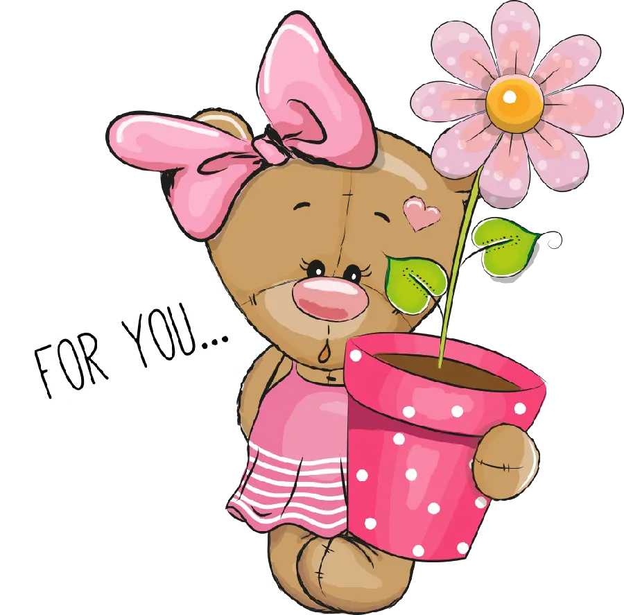 Pink Girly Bear Wallpaper PNG for Birthday