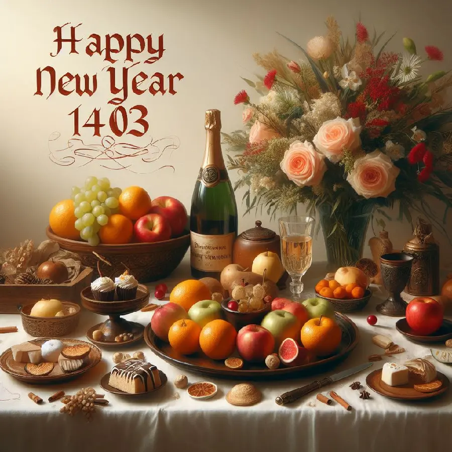 1403 greeting postcard in English