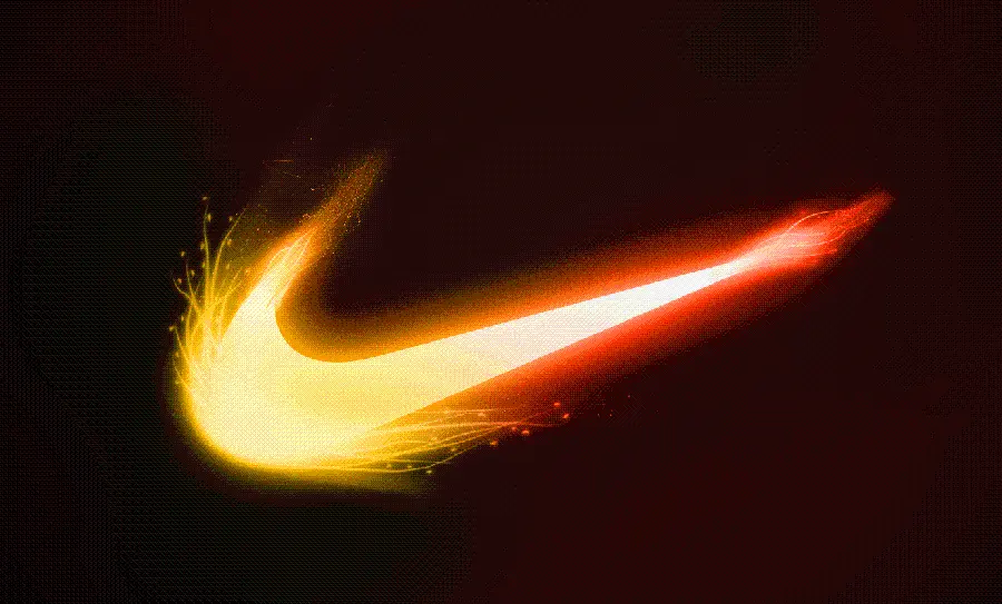 Fiery Nike Logo on Black Background for Windows