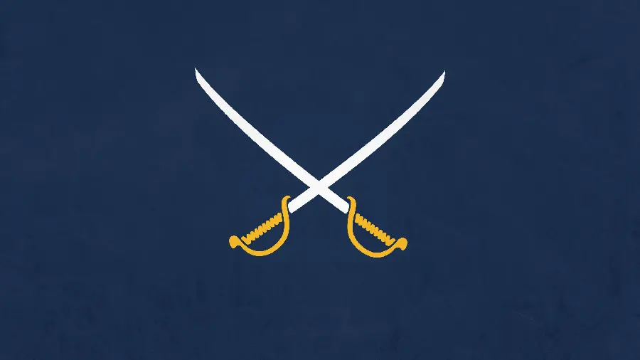 Minimalist Swords Image on Navy Blue Background for Desktop Wallpaper