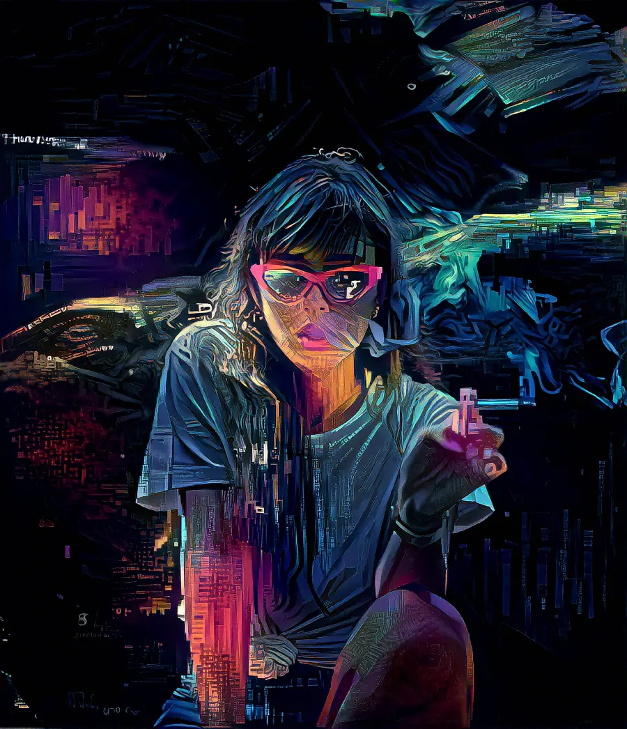 Digital and Color Profile Photo of a Girl Smoking