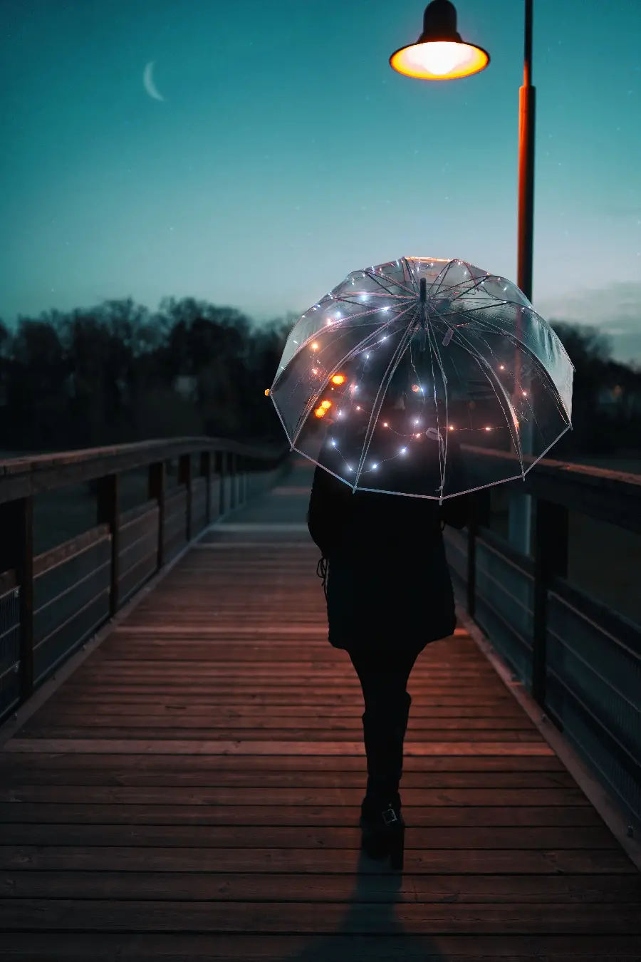 Girl's Umbrella by the Pier