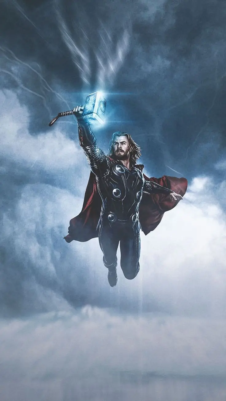 Thor's Flight Drawing for iPhone Wallpaper