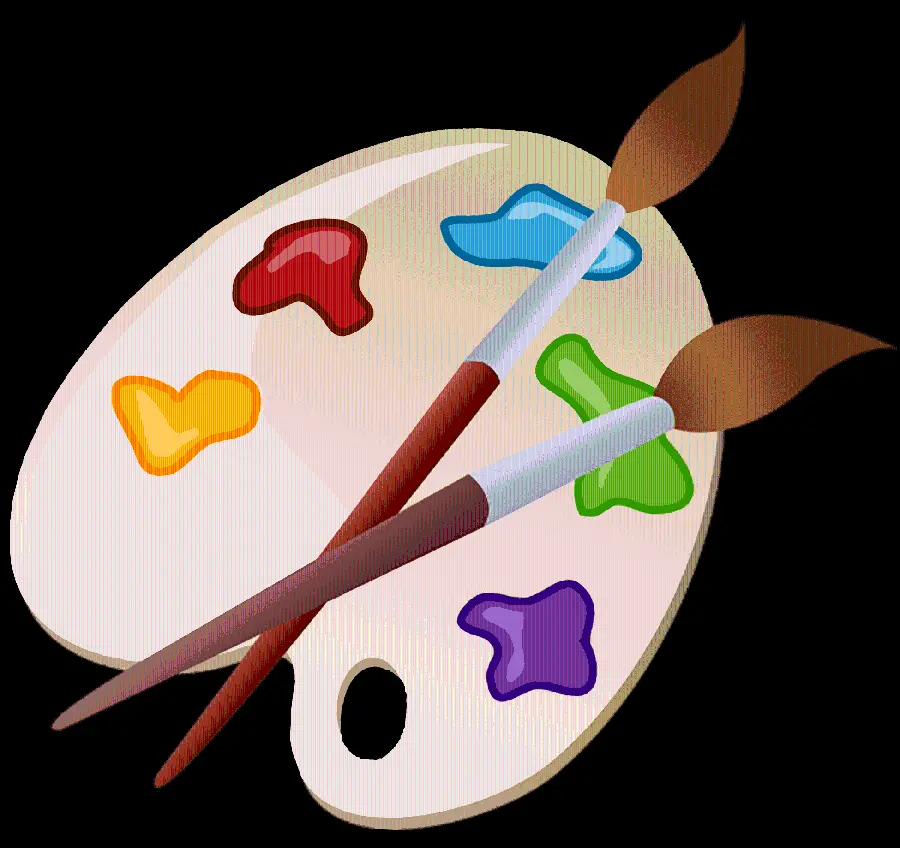 Graphic image of painting palette with brush for Photoshop and business card