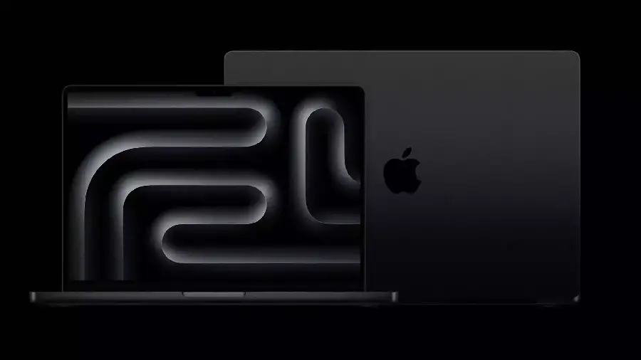 High quality black photo with Apple Mac laptop design