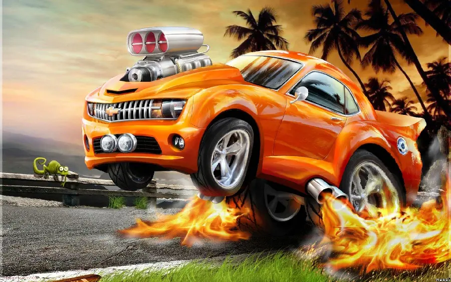 Crazy Cool Car Cartoon Image 4k by Johre