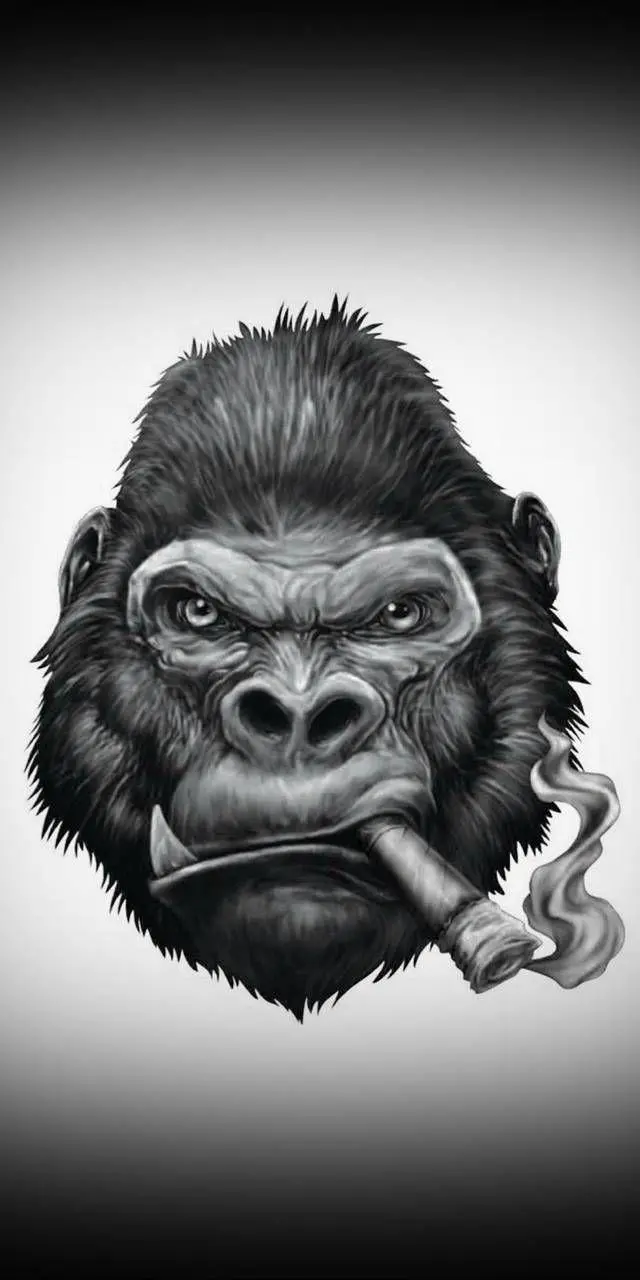 Angry Gorilla Picture Smoking Cigarette Drawing