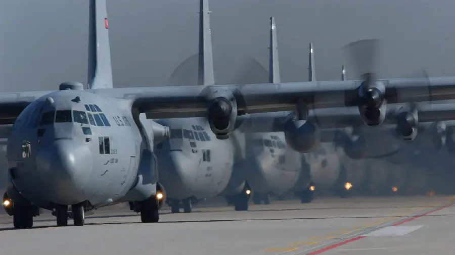 Hex background of the Hercules C 130 logistics with a capacity of carrying 4100 people