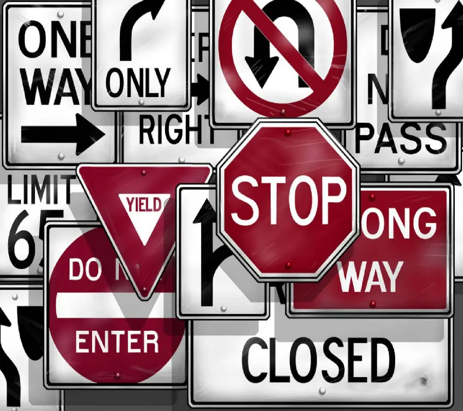 Beautiful background photo of various traffic signs in a frame