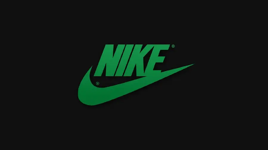 Green Nike logo photo on black background