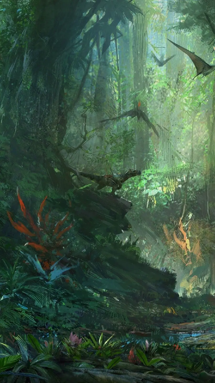 3D Jungle and Dinosaur Wallpaper