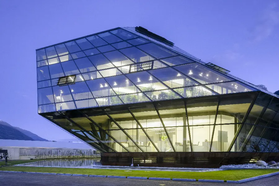 Modern building with special architecture and glass facade